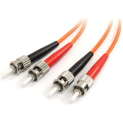 StarTech.com 1m Fiber Optic Cable - Multimode Duplex 62.5/125 - LSZH - ST/ST - OM1 - ST to ST Fiber Patch Cable - Connect fiber network devices for high-speed transfers with LSZH rated cable - 1m ST Fiber Optic Cable - 1 m ST to ST Fiber Patch Cable - 1