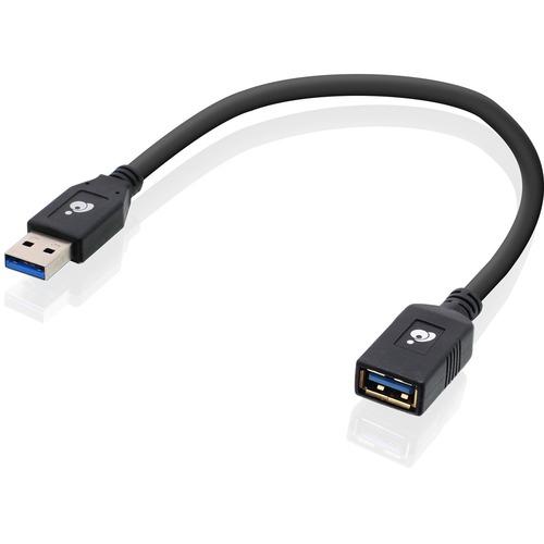 IOGEAR USB 3.0 Extension Cable Male to Female 12 Inch - 1 ft USB Data Transfer Cable for Hub, Docking Station, MAC, PC, Keyboard, Mouse - First End: 1 x Type A Male USB - Second End: 1 x Type A Female USB - 5 Gbit/s - Extension Cable - Black - 1