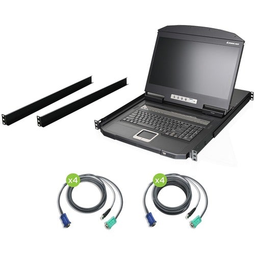 IOGEAR 8-Port 18.5" Widescreen Short Depth LCD KVM Switch - 8 Computer(s) - 18.5" LCD - HD - 1366 x 768 - 4:3 - 2 x PS/2 Port - 2 x USB - Daisy Chain - Keyboard120 V AC, 230 V AC Input Voltage - 1U High - Metal, Plastic - TAA Compliant - PuriLite