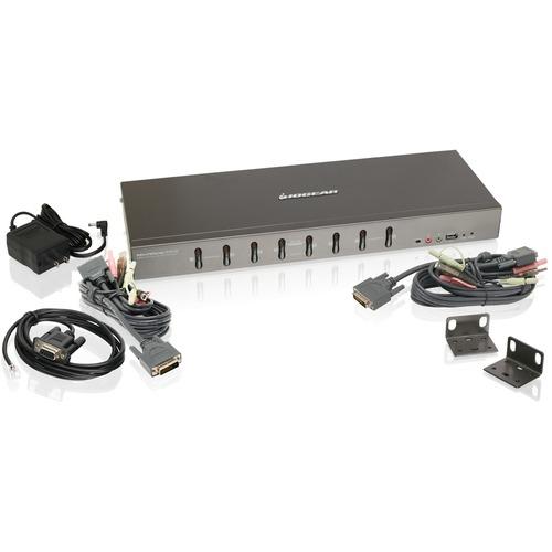 IOGEAR 8-Port Dual Link DVI KVMP with VGA Support - 8 Computer(s) - 1 Local User(s) - 2560 x 1600 - 10 x USB - 9 x DVI1 x VGA
