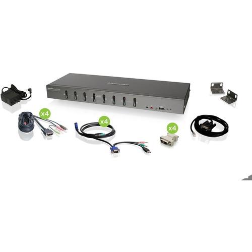 IOGEAR 8-Port Dual Link DVI KVMP Switch KIT with VGA Support - 8 Computer(s) - 1 Local User(s) - 2560 x 1600 - 12 x USB - 9 x DVI1 x VGA