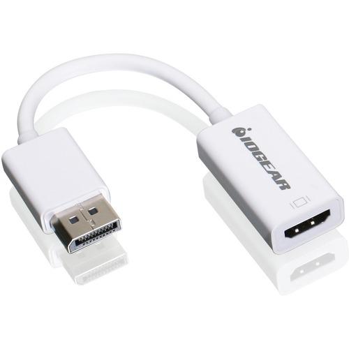 IOGEAR DisplayPort to HD Adapter - 7.1" DisplayPort/HDMI A/V Cable for Video Device, Projector, Monitor, TV, iMac, MacBook, Monitor, Computer, Graphics Card, PC, HDTV - First End: 1 x DisplayPort Male Digital Audio/Video - Second End: 1 x HDMI Female Dig