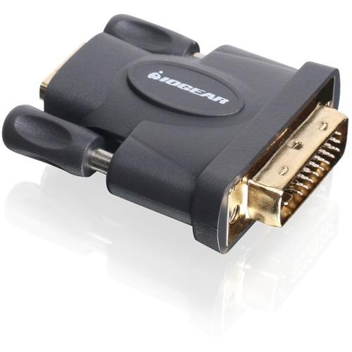 IOGEAR Gold Plated DVI Male to HD Female Adapter - 1 Pack - 1 x DVI-D (Dual-Link) Male Digital Video - 1 x HDMI Female Digital Audio/Video - Gold Connector