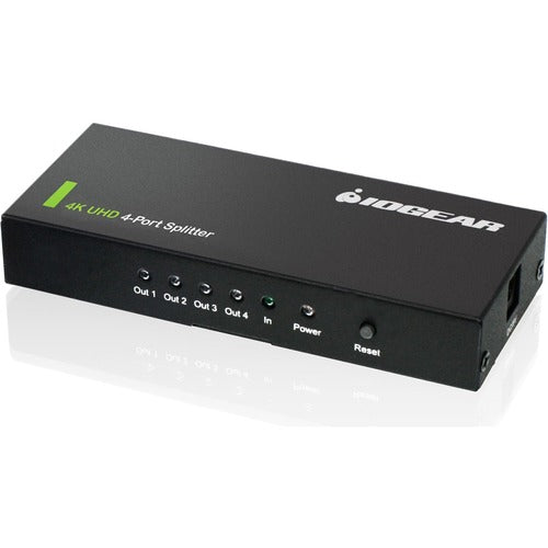 IOGEAR 4K Ultra HD 4-Port Splitter with HDMI - 4096 x 2160 - 1 x HDMI In - 4 x HDMI Out - Metal