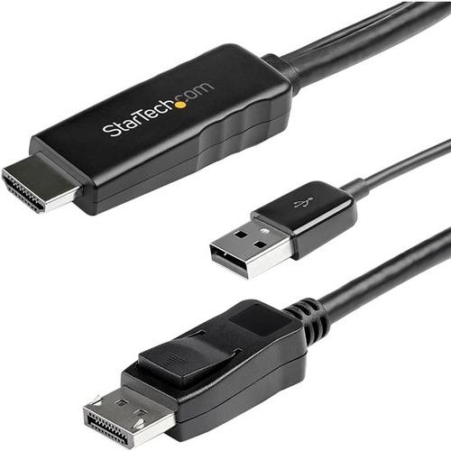 StarTech.com 3 m (9.8 ft.) HDMI to DisplayPort Cable - 4K 30Hz - 9.8 ft DisplayPort/HDMI/USB A/V Cable for Audio/Video Device, Computer, Monitor, Workstation, Notebook, Blu-ray Player, Camera, Projector, Desktop Computer - First End: 1 x 19-pin HDMI Male