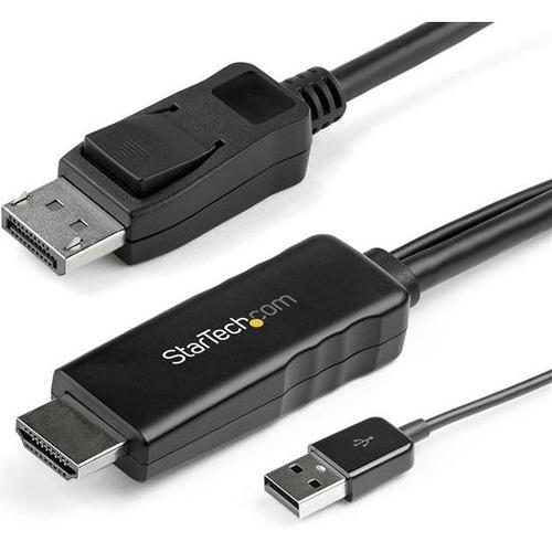 StarTech.com 6ft (2m) HDMI to DisplayPort Cable 4K 30Hz - Active HDMI 1.4 to DP 1.2 Adapter Cable with Audio - USB Powered Video Converter - HDMI 1.4 to DisplayPort 1.2 active adapter cable with 4K 30Hz video/HDCP 1.4/Audio - Converter cable minimizes si