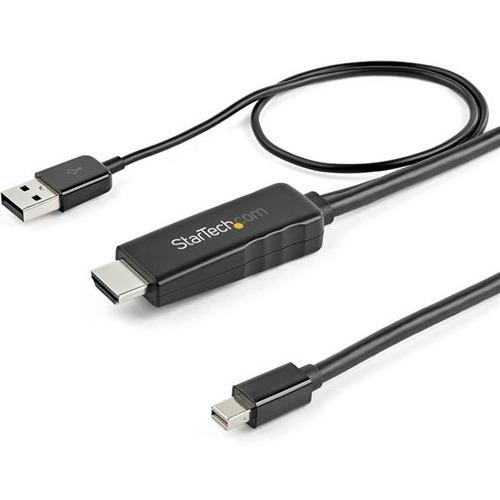 StarTech.com 6ft (2m) HDMI to Mini DisplayPort Cable 4K 30Hz - Active HDMI to mDP Adapter Cable with Audio - USB Powered - Video Converter - HDMI 1.4 to Mini DisplayPort 1.2 active adapter cable with 4K 30Hz video/HDCP 1.4/audio - Minimize signal loss; B