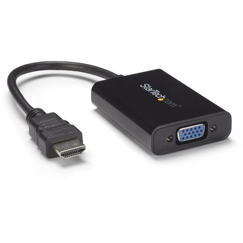 StarTech.com HDMI to VGA Adapter - With Audio - 1080p - 1920 x 1080 - Black - HDMI Converter - VGA to HDMI Monitor Adapter - Convert an HDMI video signal to VGA, with discrete audio output - hdmi to vga and audio converter - hdmi to vga adapter with audi