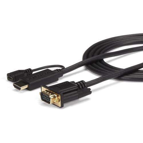 StarTech.com HDMI to VGA Cable - 10 ft / 3m - 1080p - 1920 x 1200 - Active HDMI Cable - Monitor Cable - Computer Cable - Eliminate adapters, by connecting your HDMI source directly to a VGA monitor/projector using this 10ft adapter cable - HDMI to VGA ad