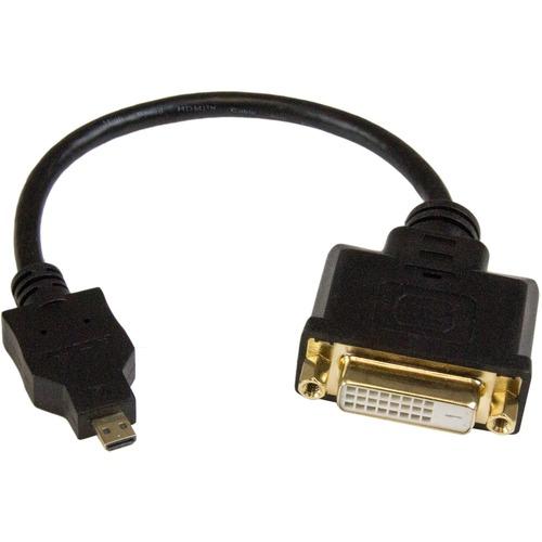 StarTech.com Micro HDMI to DVI-D Adapter M/F - 8in - Connect a DVI display to a Micro HDMI enabled device using a standard DVI-D cable - Micro HDMI to DVI - 8 inch Micro HDMI to DVI Cable - Connect a Micro HDMI phone or laptop to a DVI digital monitor or