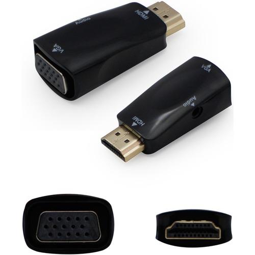 Add-On Computer AddOn HDMI/VGA Audio/Video Adapter - 1 x HDMI Male Digital Audio/Video - 1 x HD-15 Female Video, 1 x Mini-phone Female Audio - Black