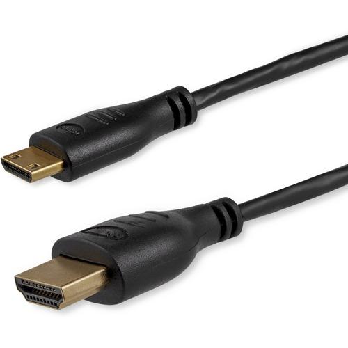 StarTech.com 3 ft Slim High Speed HDMIÂ® Cable with Ethernet - HDMI to HDMI Mini M/M - Connect HDMIMini -equipped devices to displays incorporating HDMI technology, with minimal clutter, maximum quality and Ethernet Data Channel Support - 3ft mini hdmi to