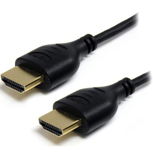 StarTech.com 3 ft Slim High Speed HDMI Cable with Ethernet - Ultra HD 4k x 2k HDMI Cable - HDMI to HDMI M/M - Create Ultra HD connections between your HDMI-enabled devices with minimal clutter; supports Ethernet Data Channel - 3ft High Speed HDMI Cable -