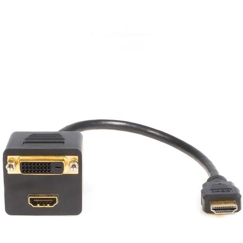 StarTech.com 1 ft HDMIÂ® Splitter Cable - HDMI to HDMI and DVI-D - M/F - HDMI/DVI - 1 ft - 1 x HDMI Male Digital Audio/Video - 1 x DVI-D (Dual-Link) Female Digital Video