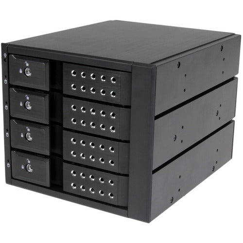 StarTech.com 4 Bay Aluminum Trayless Hot Swap Mobile Rack Backplane for 3.5in SAS II/SATA III - 6 Gbps HDD - Connect and hot swap four 3.5in SATA III or SAS II hard drives to your computer system in three 5.25" bays, with support for SATA 6 Gbps - Trayle