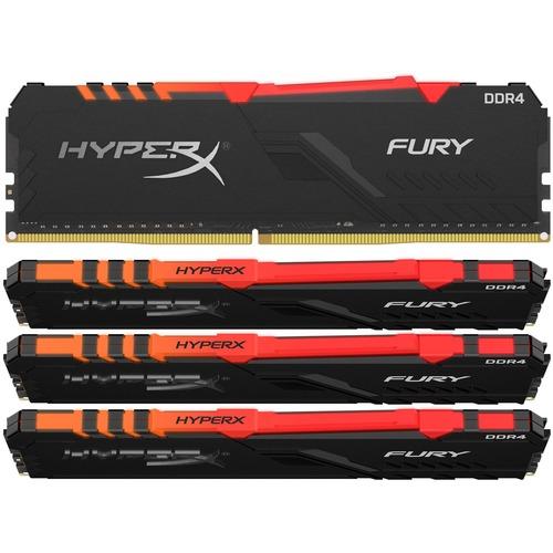 Kingston HyperX Fury 64GB DDR4 SDRAM Memory Module - For Desktop PC - 64 GB (4 x 16GB) - DDR4-2400/PC4-19200 DDR4 SDRAM - 2400 MHz - CL15 - 1.20 V - Unbuffered - 288-pin - DIMM