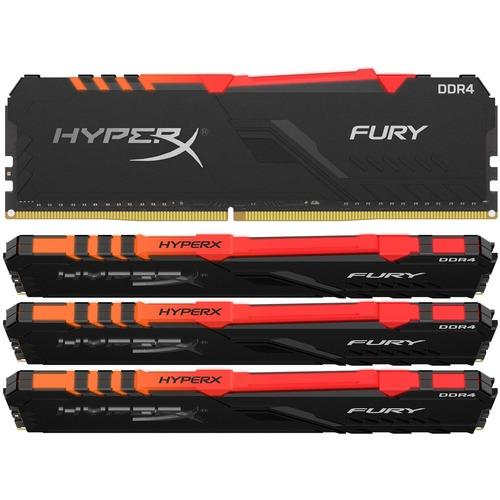 Kingston HyperX FURY 64GB (4 x 16GB) DDR4 SDRAM Memory Kit - For Desktop PC - 64 GB (4 x 16GB) - DDR4-2666/PC4-21300 DDR4 SDRAM - 2666 MHz - CL16 - 1.20 V - Non-ECC - Unbuffered - 288-pin - DIMM