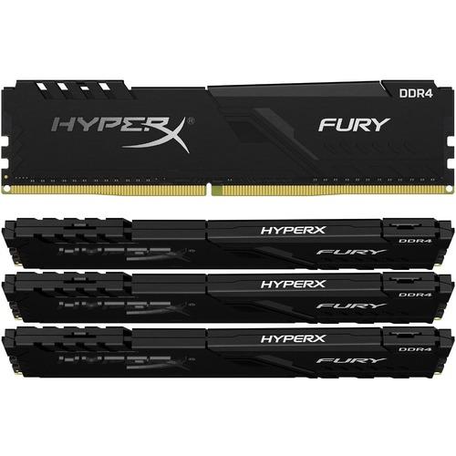 Kingston HyperX Fury 64GB DDR4 SDRAM Memory Module - 64 GB (4 x 16GB) - DDR4-3200/PC4-25600 DDR4 SDRAM - 3200 MHz - CL16 - 1.35 V - Non-ECC - Unbuffered - 288-pin - DIMM