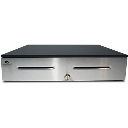 APG Cash Drawer 4000 Series 1816 Cash Drawer - 5 Bill - 5 Coin - 2 Media Slot - Stainless Steel, Steel - Black - 4.20" (106.68 mm) Height x 18" (457.20 mm) Width x 16.70" (424.18 mm) Depth