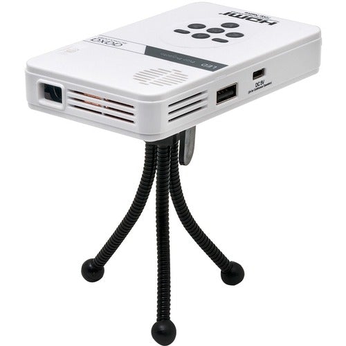 AAXA LED Pico Projector with 80 Minute Battery Life, mini-HDMI, mini-VGA, 15,000 hour LED Life, and Media Player - 1280 x 720 - Front - 720p - 20000 Hour Normal ModeHD - 1,000:1 - 25 lm - HDMI - USB - 1 Year Warranty