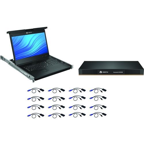 Vertiv AVOCENT LCD, 16P KVM, 16 Cables, USB KB-US INTL - 16 Computer(s) - 18.5" LED - UXGA - 1600 x 1200 - 16:9PS/2 PortUSBVGA - Keyboard - TouchPad - 1U High - PC