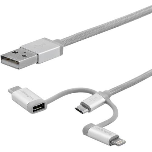 StarTech.com StarTech.com 2m USB Multi Charging Cable - Braided - Apple MFi Certified - USB 2.0 - Charge 1x device at a time - For USB-C or Lightning devices attach the corresponding connector of the cable to the Micro-USB connector and plug into your de