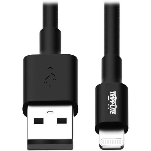 Tripp Lite 6ft Lightning USB/Sync Charge Cable for Apple Iphone / Ipad Black 6' - 6 ft Lightning/USB Data Transfer Cable for iPad, iPhone, iPod - First End: 1 x Type A Male USB - Second End: 1 x Lightning Male Proprietary Connector - MFI - Black