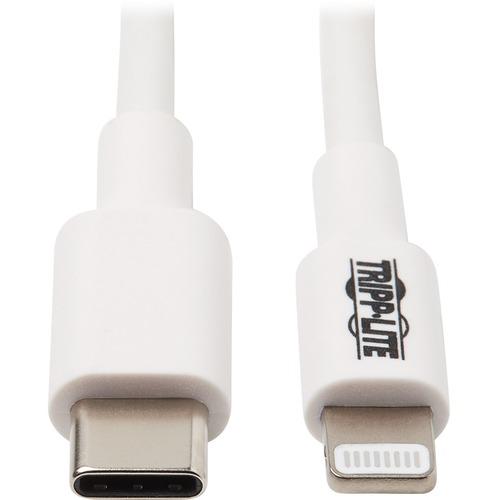 Tripp Lite USB-C to Lightning Cable (M/M), White, 3 ft. (0.9 m) - 3 ft Lightning/USB Data Transfer Cable for iPhone, iPad, iPod, MacBook, Chromebook, Wall Charger, External Hard Drive, iPad mini, iPad Air, iPod touch, iPad Pro, ... - First End: 1 x 8-pin