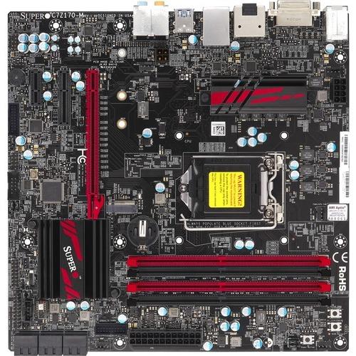 Super Micro Supermicro C7Z170-M Desktop Motherboard - Intel Chipset - Socket H4 LGA-1151 - Micro ATX - 64 GB DDR4 SDRAM Maximum RAM - DIMM, UDIMM - 4 x Memory Slots - Gigabit Ethernet - HDMI - DisplayPort - 6 x SATA Interfaces