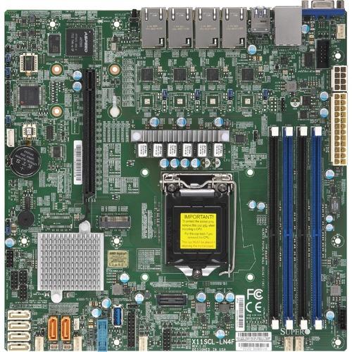 Super Micro Supermicro X11SCL-LN4F Server Motherboard - Intel Chipset - Socket H4 LGA-1151 - Micro ATX - 128 GB DDR4 SDRAM Maximum RAM - DIMM, UDIMM - 4 x Memory Slots - Gigabit Ethernet - 6 x SATA Interfaces