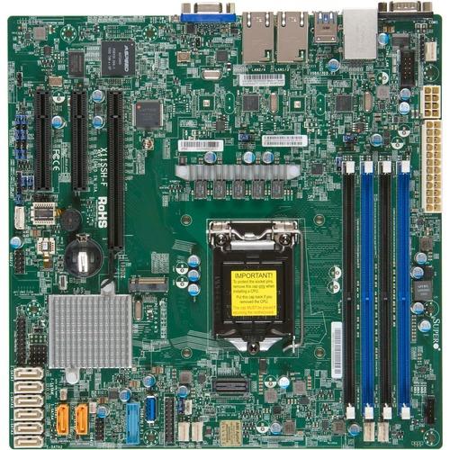 Super Micro Supermicro X11SSH-F Server Motherboard - Intel Chipset - Socket H4 LGA-1151 - Micro ATX - 64 GB DDR4 SDRAM Maximum RAM - DIMM, UDIMM - 4 x Memory Slots - Gigabit Ethernet - 8 x SATA Interfaces