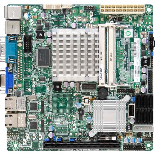 Super Micro Supermicro X7SPE-HF-D525 Desktop Motherboard - Intel Chipset - Flex ATX - Intel Atom D525 - 4 GB DDR3 SDRAM Maximum RAM - DDR3-800/PC3-6400, DDR3-1066/PC3-8500, DDR3-1333/PC3-10600 - SoDIMM - 2 x Memory Slots - Gigabit Ethernet - 6 x SATA Int