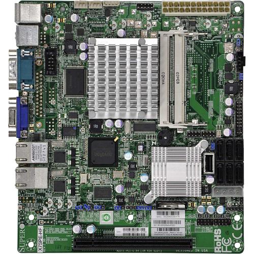 Super Micro Supermicro X7SPE-HF Desktop Motherboard - Intel Chipset - Flex ATX - Intel Atom D510 - 4 GB DDR2 SDRAM Maximum RAM - DDR2-667/PC2-5300 - SoDIMM - 2 x Memory Slots - Gigabit Ethernet - 6 x SATA Interfaces