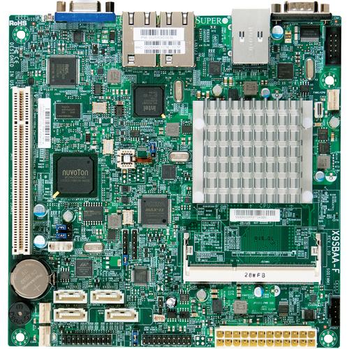 Super Micro Supermicro X9SBAA-F Server Motherboard - Mini ITX - Intel Atom - 8 GB DDR3 SDRAM Maximum RAM - DDR3-1066/PC3-8500, DDR3-1333/PC3-10600, DDR3-800/PC3-6400 - SoDIMM - 1 x Memory Slots - Gigabit Ethernet - 4 x SATA Interfaces