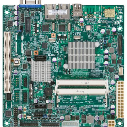 Super Micro Supermicro X9SCAA-L Desktop Motherboard - Intel Chipset - Socket BGA-559 - Mini ITX - 4 GB DDR3 SDRAM Maximum RAM - 2 x Memory Slots - Gigabit Ethernet - 2 x SATA Interfaces