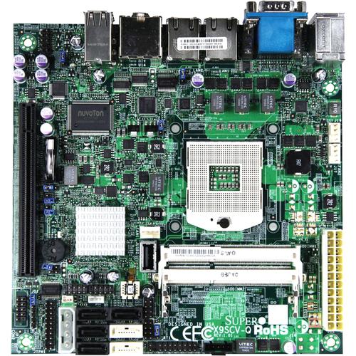 Super Micro Supermicro X9SCV-Q Desktop Motherboard - Intel Chipset - Socket G2 - Mini ITX - 16 GB DDR3 SDRAM Maximum RAM - DDR3-1333/PC3-10600, DDR3-1066/PC3-8500, DDR3-800/PC3-6400 - SoDIMM - 2 x Memory Slots - Gigabit Ethernet - 6 x SATA Interfaces