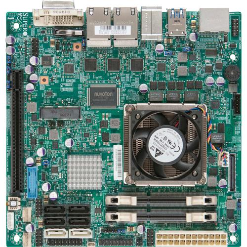 Super Micro Supermicro X9SPV-M4-3UE Desktop Motherboard - Intel Chipset - Socket BGA-1023 - Mini ITX - 16 GB DDR3 SDRAM Maximum RAM - DDR3-1600/PC3-12800, DDR3-1333/PC3-10600 - SoDIMM, DIMM - 2 x Memory Slots - Gigabit Ethernet - HDMI - DisplayPort - 6 x