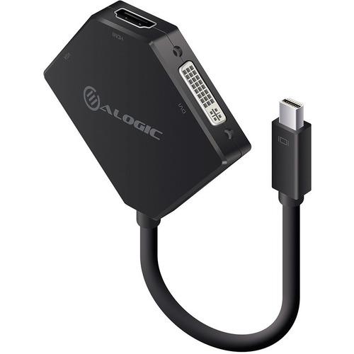 Alogic 3-in-1 Mini DisplayPort to HDMI DVI VGA Adapter Male to 3-Female - Elements Series - 9.8" DVI/HDMI/Mini DisplayPort/VGA A/V Cable for Audio/Video Device, Ultrabook, MacBook, Computer, Projector, Monitor - First End: 1 x Mini DisplayPort Male Digit