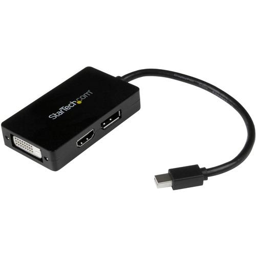 StarTech.com Travel A/V adapter - 3-in-1 Mini DisplayPort to DisplayPort DVI or HDMI converter - Connect your mini DisplayPort Device to a DisplayPort, HDMIor DVI Display, with this Compact, All-in-One Adapter - mini displayport to displayport adapter -