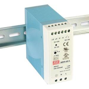 Advantech B+B SmartWorx MeanWell MDR-60-12 Power Supply - DIN Rail - 120 V AC, 230 V AC, 370 V DC Input - 12 V DC @ 5 A Output - 60 W - 86% Efficiency