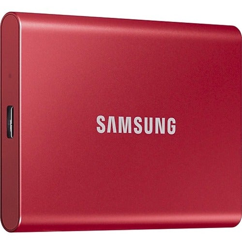 Samsung T7 MU-PC2T0R/AM 2 TB Portable Solid State Drive - External - PCI Express NVMe - Metallic Red - Gaming Console, Desktop PC, Smartphone, Tablet Device Supported - USB 3.2 (Gen 2) Type C - 1050 MB/s Maximum Read Transfer Rate - 256-bit Encryption St
