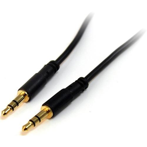 StarTech.com 10 ft Slim 3.5mm Stereo Audio Cable - M/M - Mini-phone Male Stereo Audio - Mini-phone Male Stereo Audio - 10ft - Black