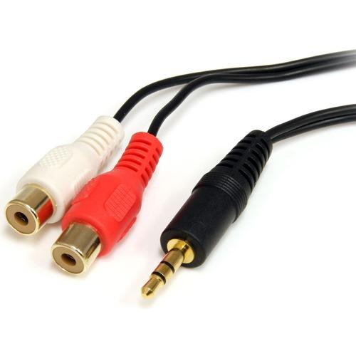 StarTech.com Startech RCA Audio Cable - 6ft - 1 x 3.5mm, 2 x RCA - Audio Cable External - Black - Mini-phone Male - RCA Female - 6ft - Black