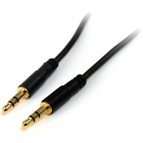 StarTech.com 3 ft Slim 3.5mm Stereo Audio Cable - M/M - Mini-phone Male Stereo Audio - Mini-phone Male Stereo Audio - 3ft - Black