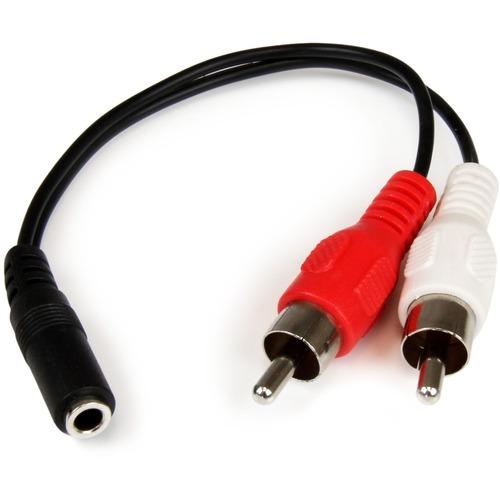 StarTech.com 6in Stereo Audio Cable - 3.5mm Female to 2x RCA Male - Connect your computer or audio device (iPod, MP3 Player, etc.) to a stereo with standard RCA cables - 3.5mm Stereo Female to 2x RCA Male Adapter - 3.5mm to RCA Audio Cable Splitter - RCA