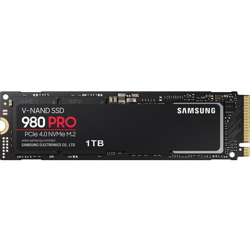 Samsung 980 PRO MZ-V8P1T0B/AM 1 TB Solid State Drive - M.2 2280 Internal - PCI Express NVMe (PCI Express NVMe 4.0 x4) - Desktop PC, Notebook Device Supported - 7000 MB/s Maximum Read Transfer Rate - 256-bit Encryption Standard - 5 Year Warranty