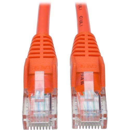 Tripp Lite Cat5e 350 MHz Snagless Molded UTP Patch Cable (RJ45 M/M), Orange, 5 ft - 5 ft Category 5e Network Cable for Network Device, Router, Switch, Printer, Server - First End: 1 x RJ-45 Male Network - Second End: 1 x RJ-45 Male Network - 1 Gbit/s - P