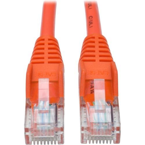 Tripp Lite Cat5e 350 MHz Snagless Molded UTP Patch Cable (RJ45 M/M), Orange, 25 ft - 25 ft Category 5e Network Cable for Network Device, Router, Switch, Printer, Server - First End: 1 x RJ-45 Male Network - Second End: 1 x RJ-45 Male Network - 1 Gbit/s -