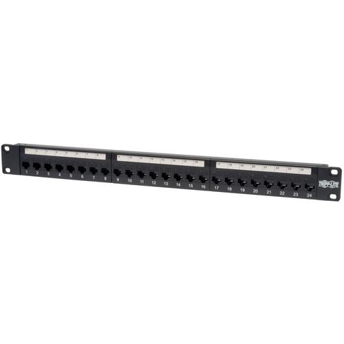 Tripp Lite 24-Port Cat5e Cat5 Feedthrough Patch Panel Rackmount 1URM RJ45 Ethernet TAA - 24 x RJ-45