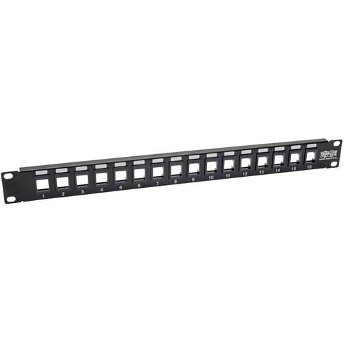 Tripp Lite N062-016-KJ 16-Port 1U RackMount Unshielded Blank Keystone/Multimedia PatchPanel - 16 Port(s) - 1U High - Black - 19" Wide - Rack-mountable